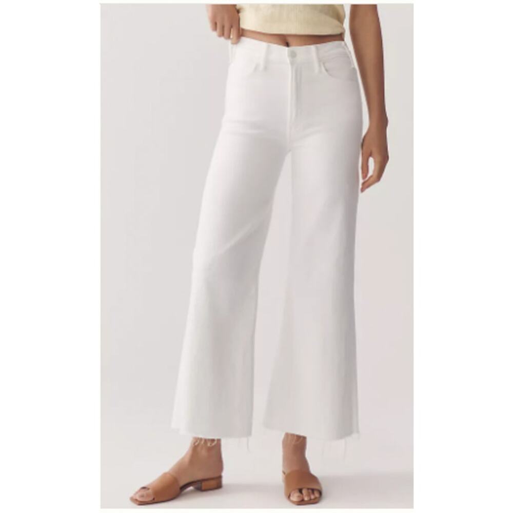 Mother The Roller Fray Wide Leg Flared Jeans Fairest Of Them All White Size 31